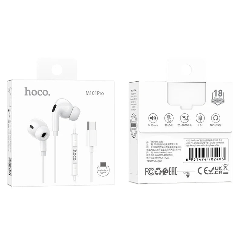 M101 Pro Type-C Wire-Controled Digital Earphones with Microphone