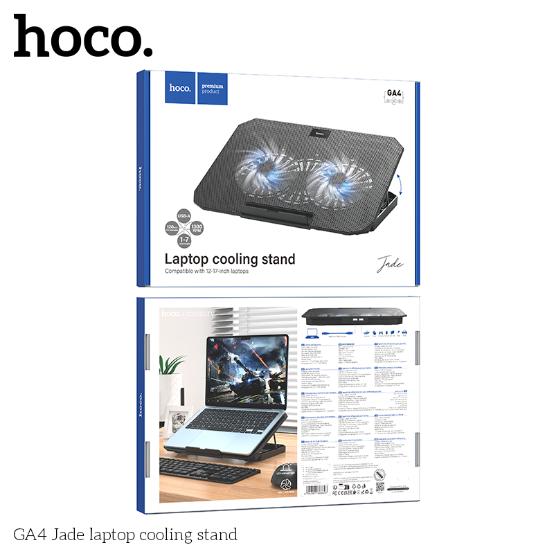 HOCO GA4 Jade Cooling Stand for 12-17 inch Laptop Black