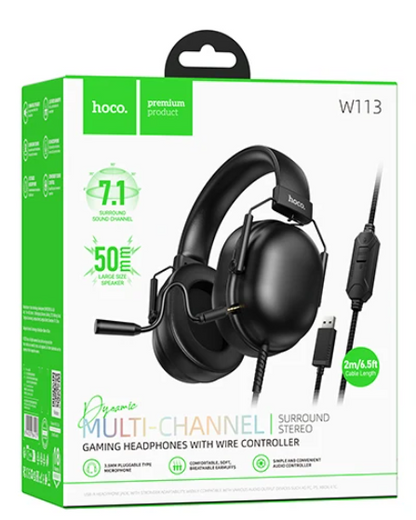 Hoco W113 Dynamic Gaming Headphones | 7.1 Surround Sound | 50mm Drivers | USB Connection